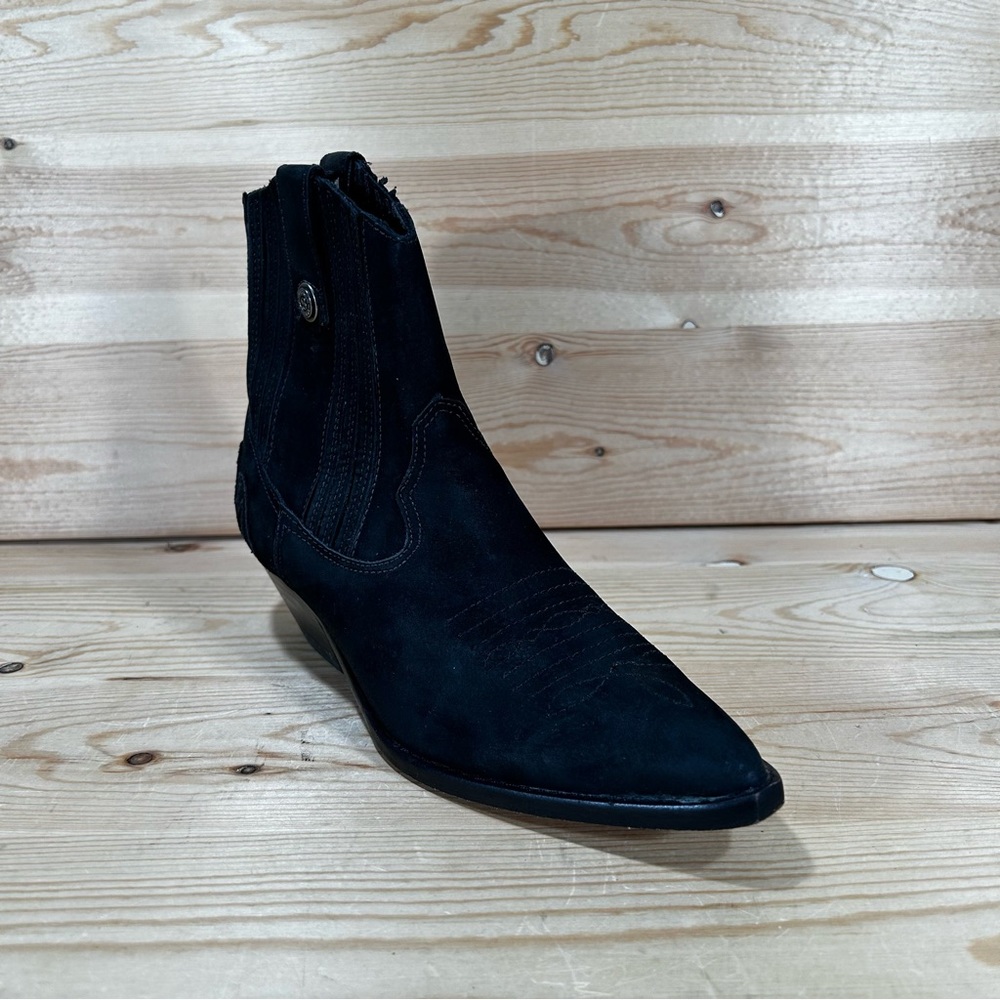 Circle S Brand Scout X Suede Cowgirl Western Ankle Bootie 
Womens 7.5 M 
Black